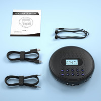 ARAFUNA Portable CD Player with Dual Stereo Speakers, Rechargeable Compact CD Player for Car with Anti-Skip Protection, Headphones and AUX Cable