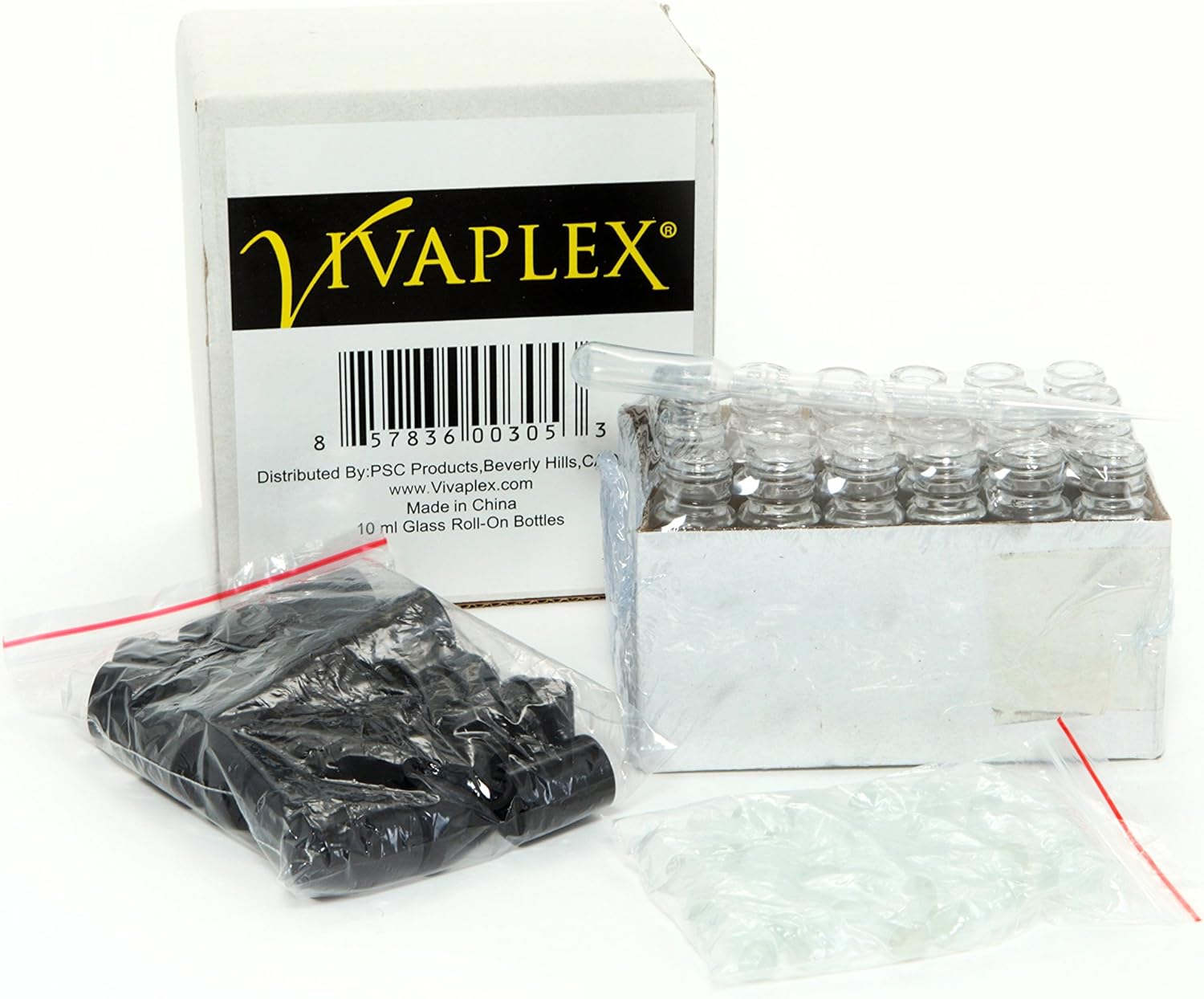 Vivaplex 24, Clear, 10 ml Glass Roll on Perfume Bottles with 3 ml Dropper