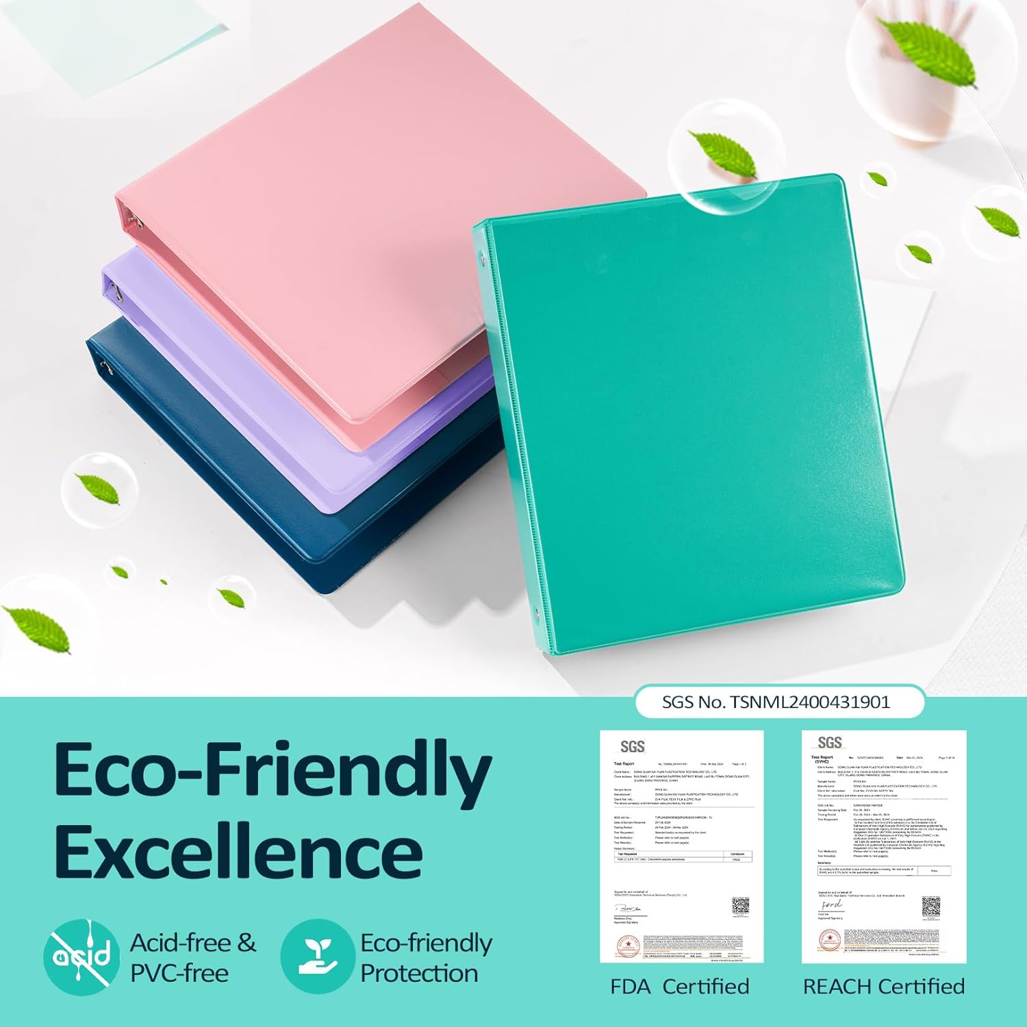 BinderX Extra Durable 3 Ring Binder, Round Rings 1 Inch Binder, Fits 175 Sheets of 8.5x11 Paper, Customizable View Cover with Inside Pockets, Cute 1