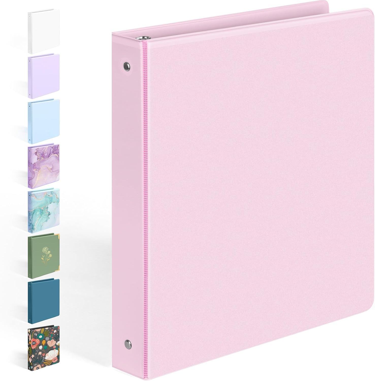 BinderX Extra Durable 3 Ring Binder, Round Rings 1 Inch Binder, Fits 175 Sheets of 8.5x11 Paper, Customizable View Cover with Inside Pockets, Cute 1