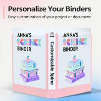 BinderX Extra Durable 3 Ring Binder, Round Rings 1 Inch Binder, Fits 175 Sheets of 8.5x11 Paper, Customizable View Cover with Inside Pockets, Cute 1