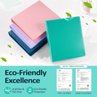 BinderX Extra Durable 3 Ring Binder, Round Rings 1 Inch Binder, Fits 175 Sheets of 8.5x11 Paper, Customizable View Cover with Inside Pockets, Cute 1