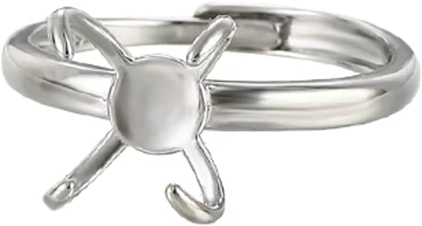 925 Sterling Silver 4 Claws Ring Base for Irregular Cabochon Adjustable Ring Blank Mounting Setting Personalized Jewelry Making Craft for Wome