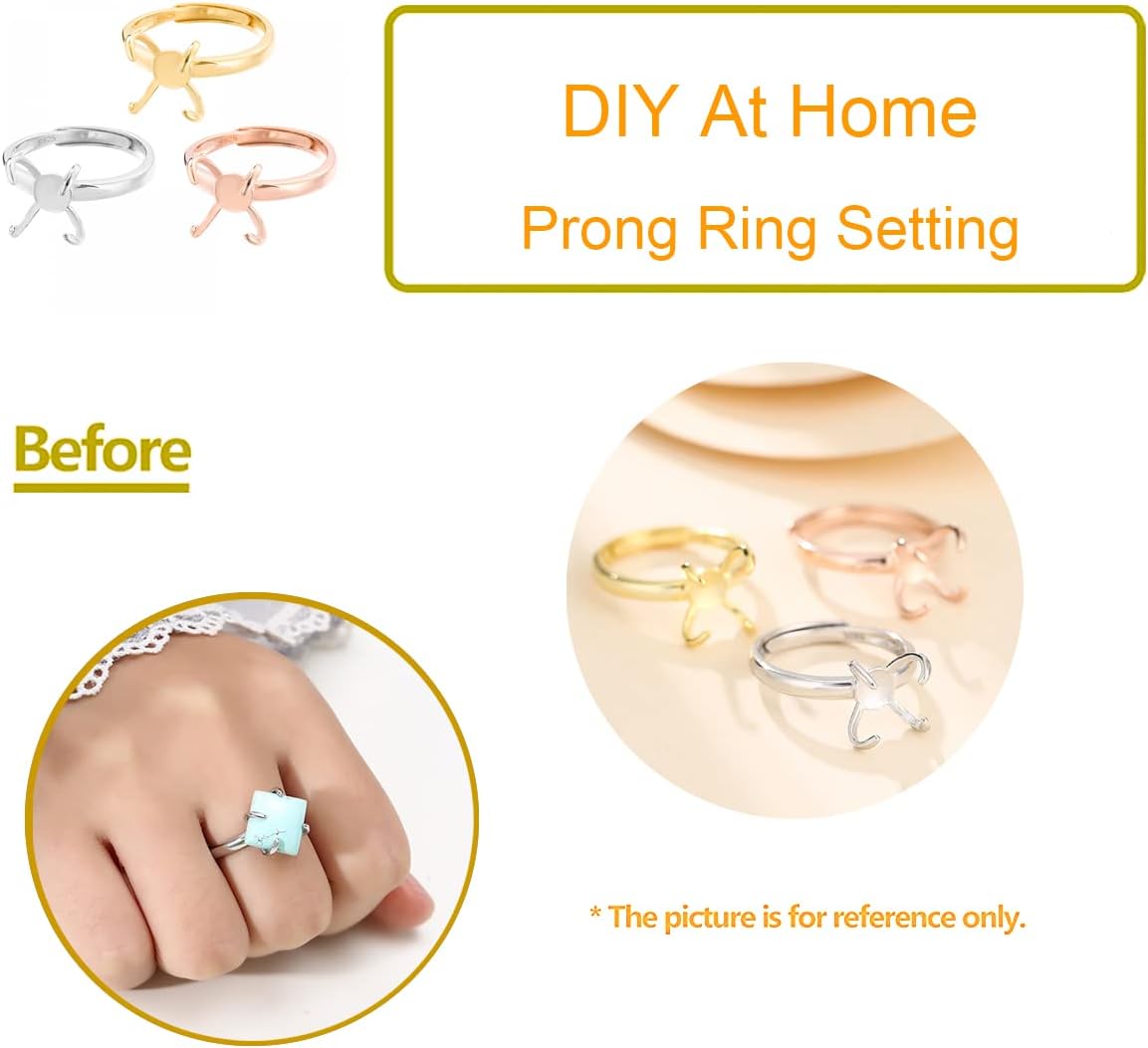 925 Sterling Silver 4 Claws Ring Base for Irregular Cabochon Adjustable Ring Blank Mounting Setting Personalized Jewelry Making Craft for Wome