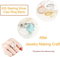 925 Sterling Silver 4 Claws Ring Base for Irregular Cabochon Adjustable Ring Blank Mounting Setting Personalized Jewelry Making Craft for Wome