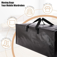 Heavy Duty Moving Bags with Backpack Straps and Strong Handles, Alternative to Moving Boxes and Storage Totes for Dorm Room Essentials, 6 Pack, Black Black 93L - 6 pcs - Backpack