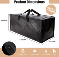 Heavy Duty Moving Bags with Backpack Straps and Strong Handles, Alternative to Moving Boxes and Storage Totes for Dorm Room Essentials, 6 Pack, Black Black 93L - 6 pcs - Backpack