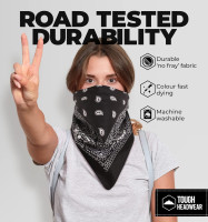 Tough Headwear Large Bandana Headband - Handkerchief Bandanas for Men & Women - Paisley Bandana Pack - Cowboy Scarf 1 Black