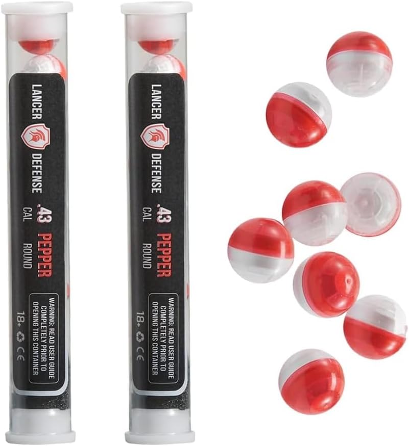 Lancer Tactical Defense Ball 0.43 Cal for Self Defense Includes Pepper Projectile Bulk 2 Pack, Pack of 8 Each