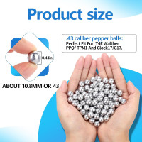 100 Pieces .43 Caliber Aluminum Paintball Ammo 1.8 Grams Solid Resuable Seamless Paintball Powerful for Shooting Training Practice Fit for T4E Walther PPQ/ TPM1 and Glock17/G17 (Silver)