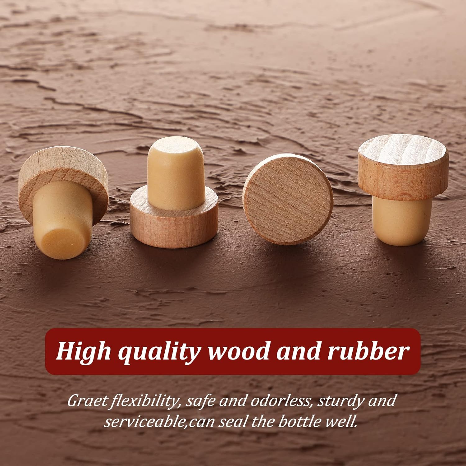 Yalikop 24 Pcs T Shaped Cork Plugs Reusable Wooden & Rubber Wine & Beer Bottle Stoppers