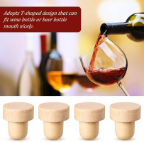 Yalikop 24 Pcs T Shaped Cork Plugs Reusable Wooden & Rubber Wine & Beer Bottle Stoppers