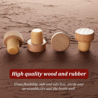 Yalikop 24 Pcs T Shaped Cork Plugs Reusable Wooden & Rubber Wine & Beer Bottle Stoppers
