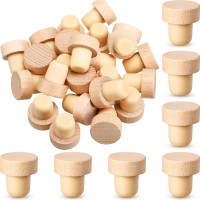 Yalikop 24 Pcs T Shaped Cork Plugs Reusable Wooden & Rubber Wine & Beer Bottle Stoppers