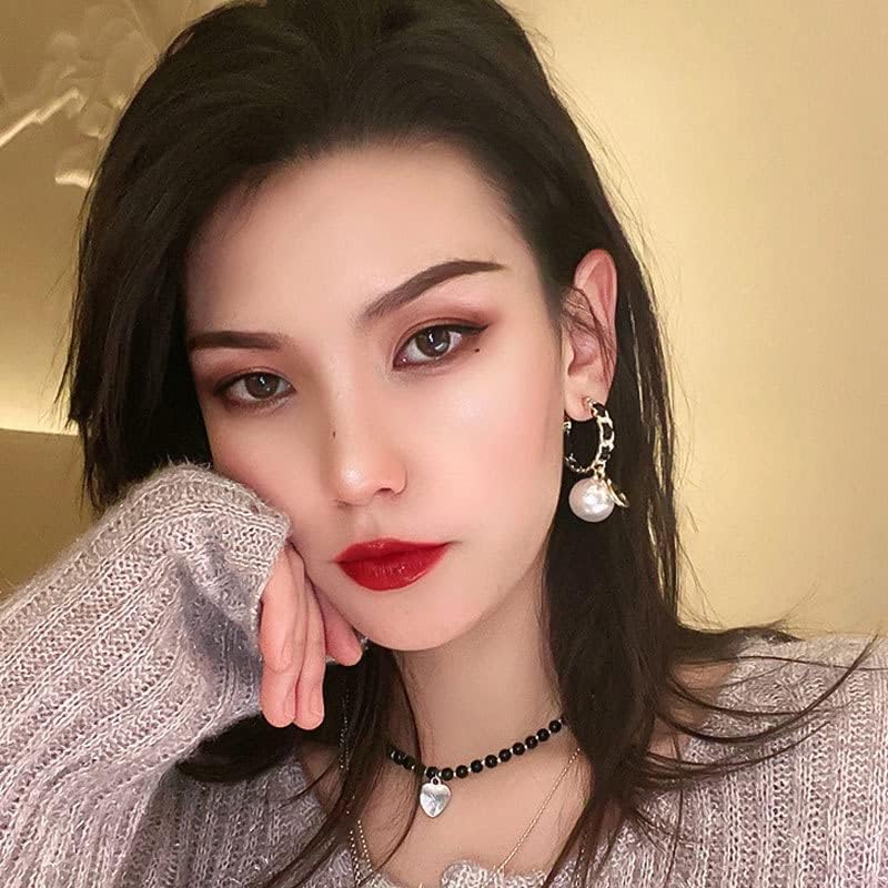 Vintage Number 5 Pearl Hoop Earrings Pearl Earrings Woman Earring Fashion Jewelry for Gift