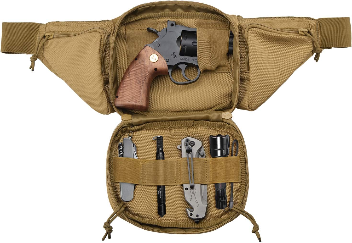 Tactical Fanny Pack Pistol Pouch Ultimate Fanny Pack Holster Fits 1911, Glock, H&K, Ruger, S&W M&P Shield, Taurus, Sig Sauer, Springfield, Beretta, Kimber, Walther, and More Tan