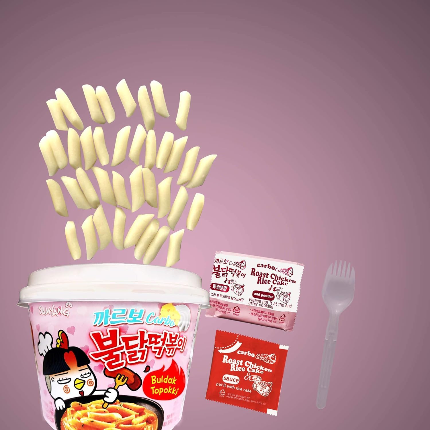 Samyang Carbo Buldak Tteokbokki Korean Rice Cake Instant 6.31 Oz 6 Ounce (Pack of 1) Carbo