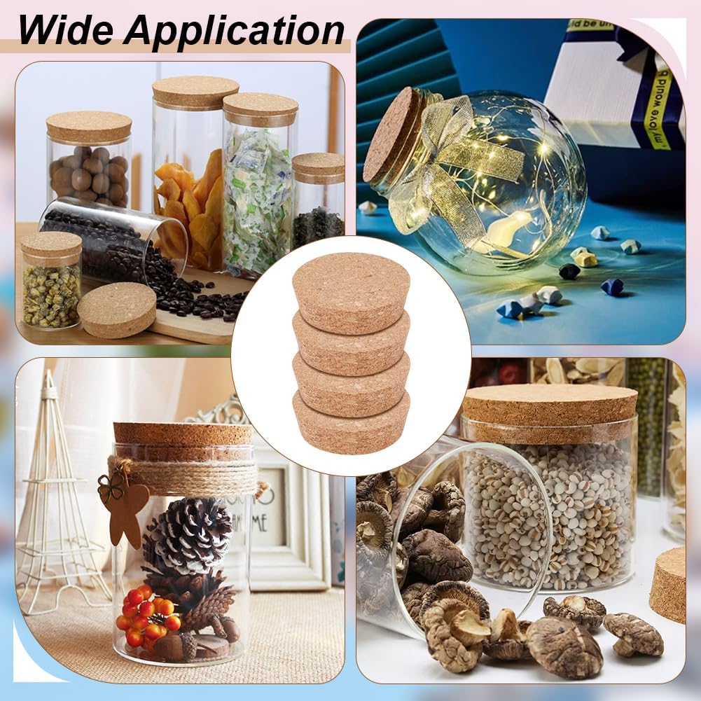 BENECREAT 6pcs Cork Bottle Stoppers, Tapered Design, 3