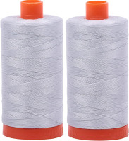 Aurifil Mako 50wt Thread 2 Large Spools: Dove 2600 Color grey