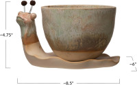 Creative Co-Op Stoneware Snail Planter, Reactive Glaze, (Each One Will Vary), Set of 2 Pieces