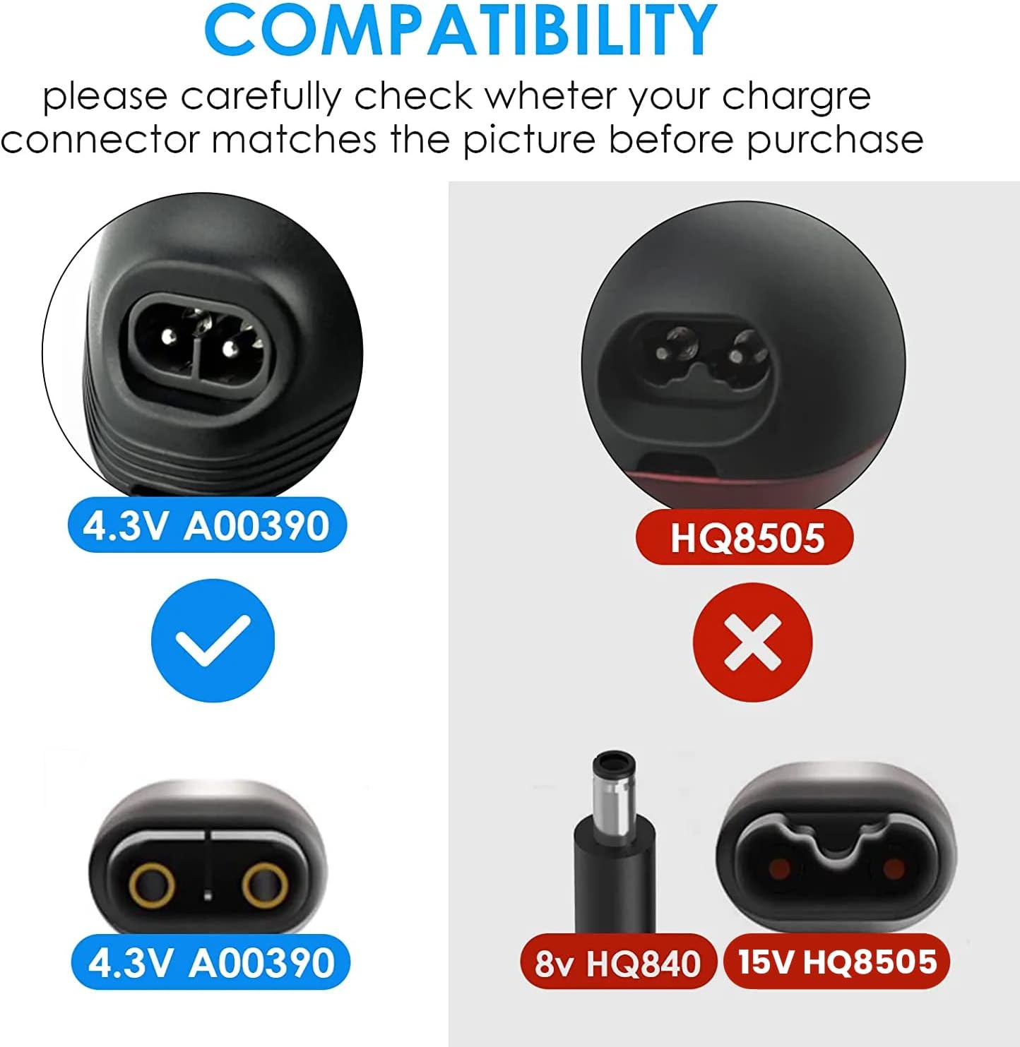 for Philips One Blade QP2520 Charger for Philips Norelco OneBlade A003900 Power Cord, Replacement Phillips Razor QP2520, QP2520/90, QP2520/72, QP2520/70 QP2620, QG3330, MG5700 Charging Cable