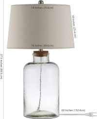 SAFAVIEH Lighting Collection Caden Clear Glass 28-inch Bedroom Living Room Home Office Desk Nightstand Table Lamp Set of 2 (LED Bulbs Included)