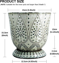 Gepege 6 Inch Beaded Ceramic Planter Set of 2 with Drainage Hole and Saucer for Plants, Indoor-Outdoor Large Round Succulent Orchid Flower Pot (Smoked Gray, Inner-pots not Larger Than 5 Inch) 6inch+6inch-set of 2 Cream White