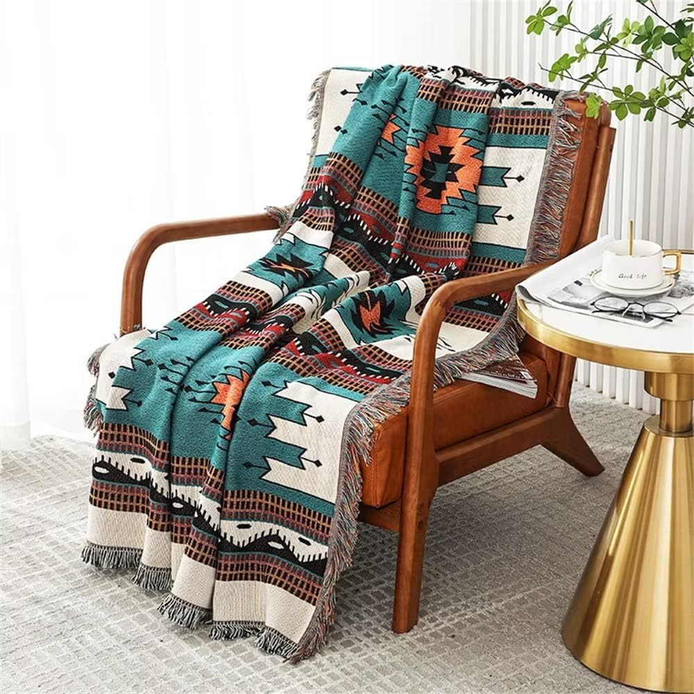 Homesy Boho Throw Blankets Southwestern Bed Throws Cover Reversible Green Aztec Southwest Blanket for Couch Chair Sofa Home Outdoor Beach Car Tent Travel Camping 51