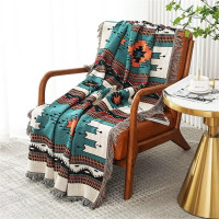Homesy Boho Throw Blankets Southwestern Bed Throws Cover Reversible Green Aztec Southwest Blanket for Couch Chair Sofa Home Outdoor Beach Car Tent Travel Camping 51