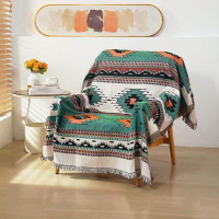 Homesy Boho Throw Blankets Southwestern Bed Throws Cover Reversible Green Aztec Southwest Blanket for Couch Chair Sofa Home Outdoor Beach Car Tent Travel Camping 51