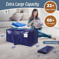 6 Pack Extra Heavy Duty Large Moving Bags with Strong Zipper & Comfortable Handles, Sturdy & Durable Clothes Storage Bags Totes Bins, Blue Packing Moving Boxes for College Supplies, Dark Blue Dark Blue 6 Pack