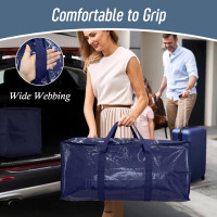 6 Pack Extra Heavy Duty Large Moving Bags with Strong Zipper & Comfortable Handles, Sturdy & Durable Clothes Storage Bags Totes Bins, Blue Packing Moving Boxes for College Supplies, Dark Blue Dark Blue 6 Pack