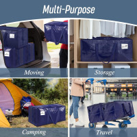 6 Pack Extra Heavy Duty Large Moving Bags with Strong Zipper & Comfortable Handles, Sturdy & Durable Clothes Storage Bags Totes Bins, Blue Packing Moving Boxes for College Supplies, Dark Blue Dark Blue 6 Pack