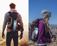 Enerbone 32 oz Drinking Water Bottle with Times to Drink and Straw, Motivational with Carrying Strap, Leakproof BPA & Toxic Free, Ensure You Drink Enough Water for Fitness Gym Outdoor Green-Purple