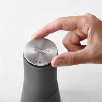 Joseph Joseph Milltop Non-Spill Salt and Pepper Mill 2-piece Set, Refillable with Ceramic Grinder, Adjustable Grinding Size, White/Dark Grey Pair Gray