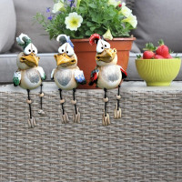 Shelf Sitters with Dangling Legs Resin Sculpture, Funny Big Eyes Jittery Legs Chicken Bird Hanging Ornament for Shelves Windowsills Office Living Room Bedroom (D)