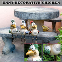 Shelf Sitters with Dangling Legs Resin Sculpture, Funny Big Eyes Jittery Legs Chicken Bird Hanging Ornament for Shelves Windowsills Office Living Room Bedroom (D)