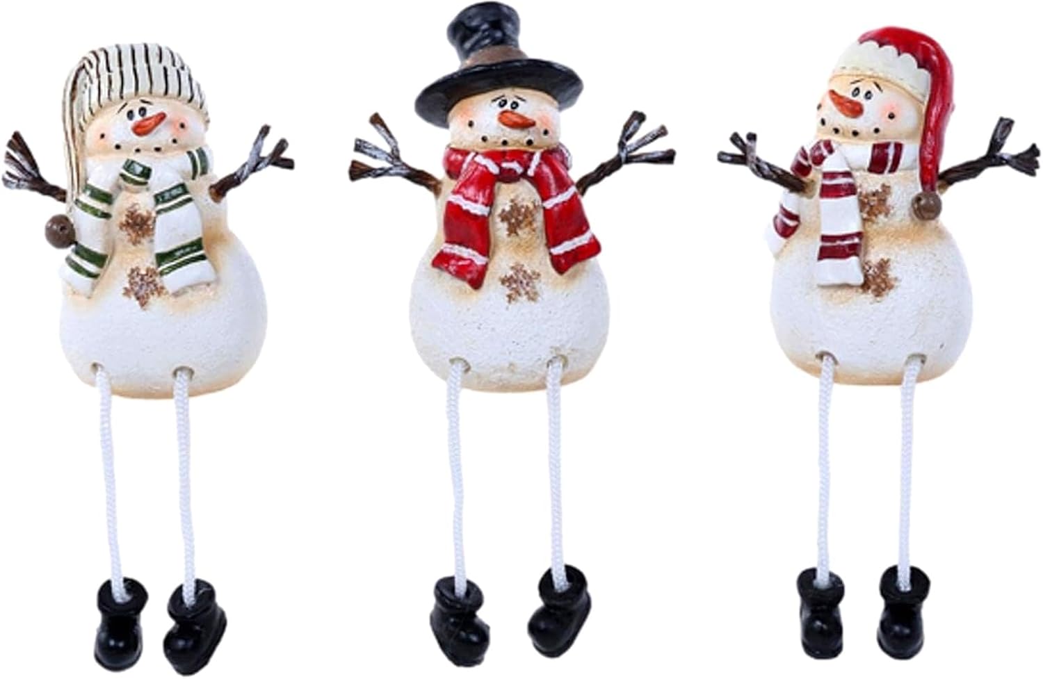 The Bridge Collection Snowman Shelf Sitters with Dangling Legs Set of 3