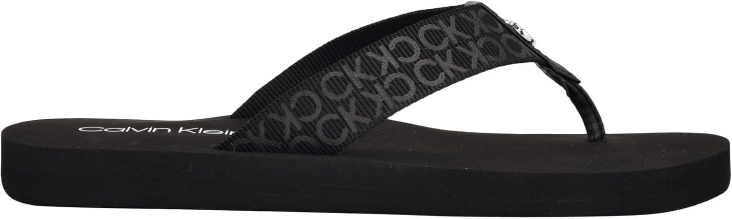 Calvin Klein Women's Caluha Flip-Flop 9 Black Logo 001