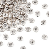 Craftdady 130Pcs 6x6.5mm Alloy Oval Letter Beads Antique Silver Letter A - Z Alphabet Beads Small Metal Pony Beads Bulk for Crafts DIY Friendship Bracelets Jewelry Making Supplies