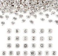 Craftdady 130Pcs 6x6.5mm Alloy Oval Letter Beads Antique Silver Letter A - Z Alphabet Beads Small Metal Pony Beads Bulk for Crafts DIY Friendship Bracelets Jewelry Making Supplies