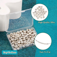 Craftdady 130Pcs 6x6.5mm Alloy Oval Letter Beads Antique Silver Letter A - Z Alphabet Beads Small Metal Pony Beads Bulk for Crafts DIY Friendship Bracelets Jewelry Making Supplies