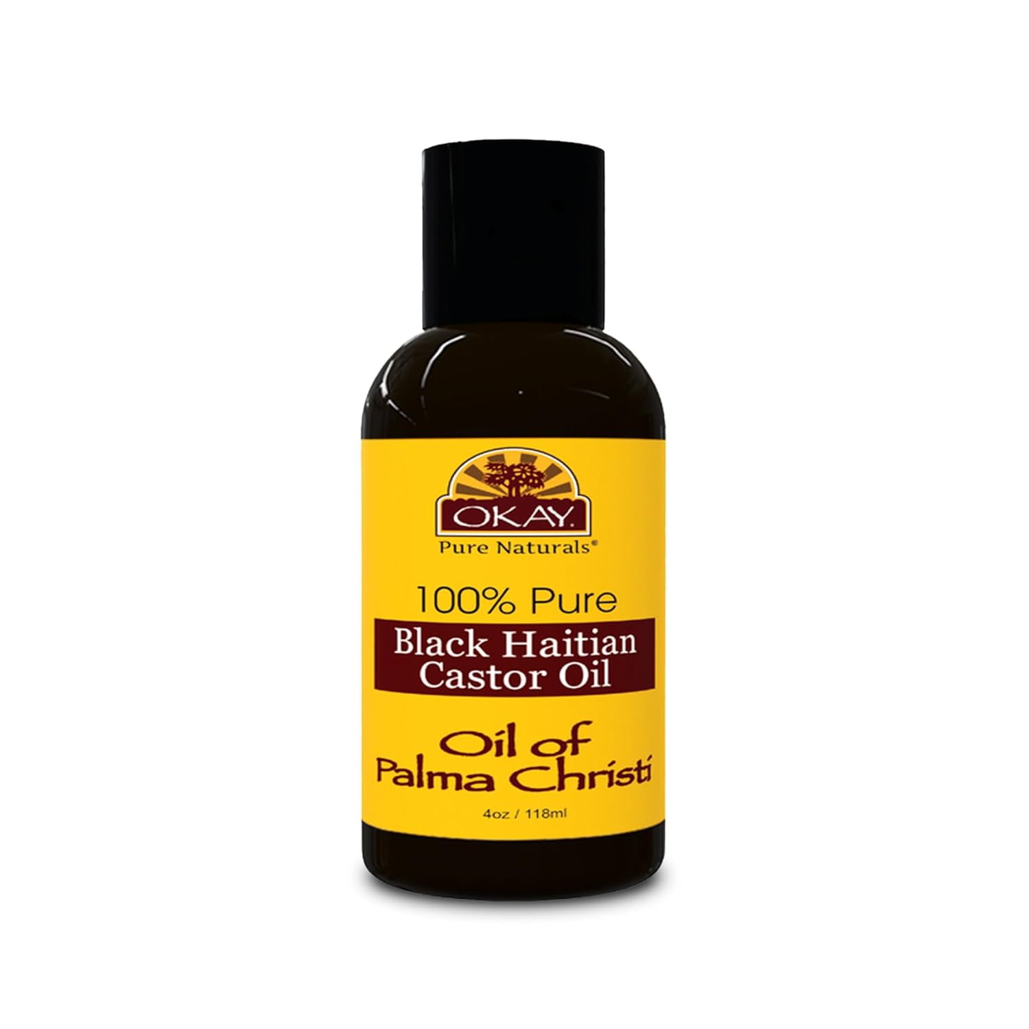 OKAY Pure Naturals Black Haitian Castor Oil - Castor Oil for Hair Health for Men & Women, Moisture for Skin, Body, Scalp, Eyelashes, Eyebrows - 4 oz Glass Bottle (Pack of 1)