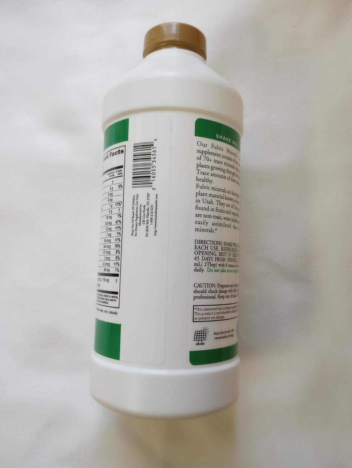 Buried Treasure Liquid Advantage FULVIC MINERALS Pure 70+ Trace Minerals 33 oz Dietary Supplement