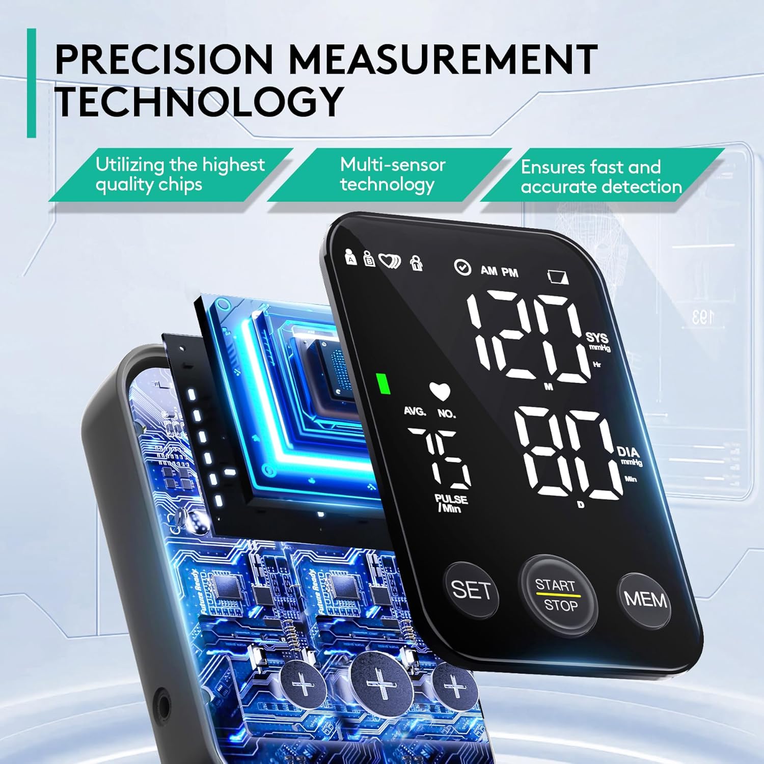 Oklar Blood Pressure Monitor Upper Arm Monitors for Home Use BP Machine Sphygmomanometer with 2x120 Reading Memory Adjustable Arm Cuff 8.7