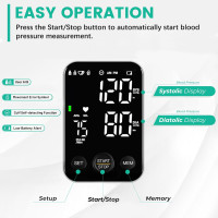 Oklar Blood Pressure Monitor Upper Arm Monitors for Home Use BP Machine Sphygmomanometer with 2x120 Reading Memory Adjustable Arm Cuff 8.7