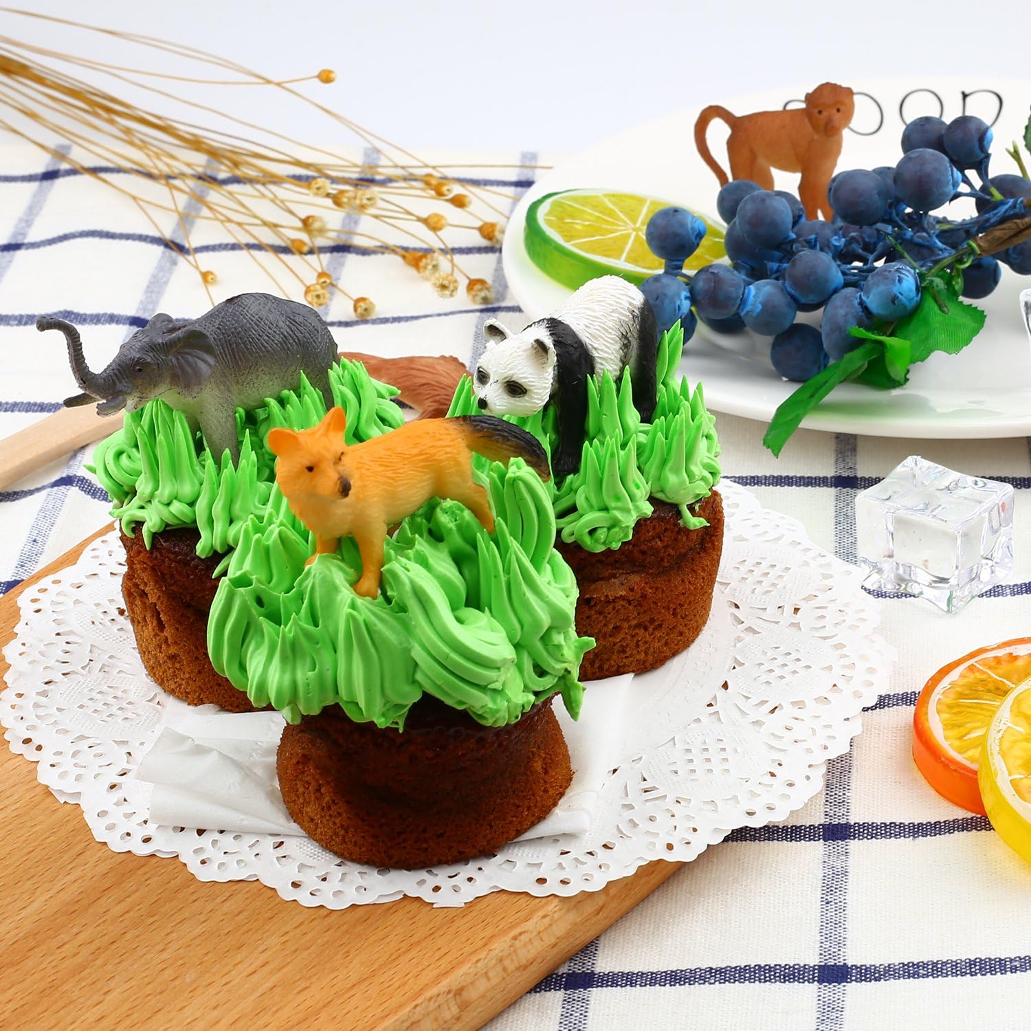 Animals Figure,54 Piece Mini Jungle Toys Set,ValeforToy Realistic Wild Vinyl Plastic Animal Learning Party Favors for Boys Girls Kids Toddlers Forest Small Playset Cupcake Topper