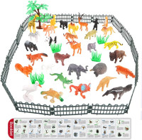 Animals Figure,54 Piece Mini Jungle Toys Set,ValeforToy Realistic Wild Vinyl Plastic Animal Learning Party Favors for Boys Girls Kids Toddlers Forest Small Playset Cupcake Topper
