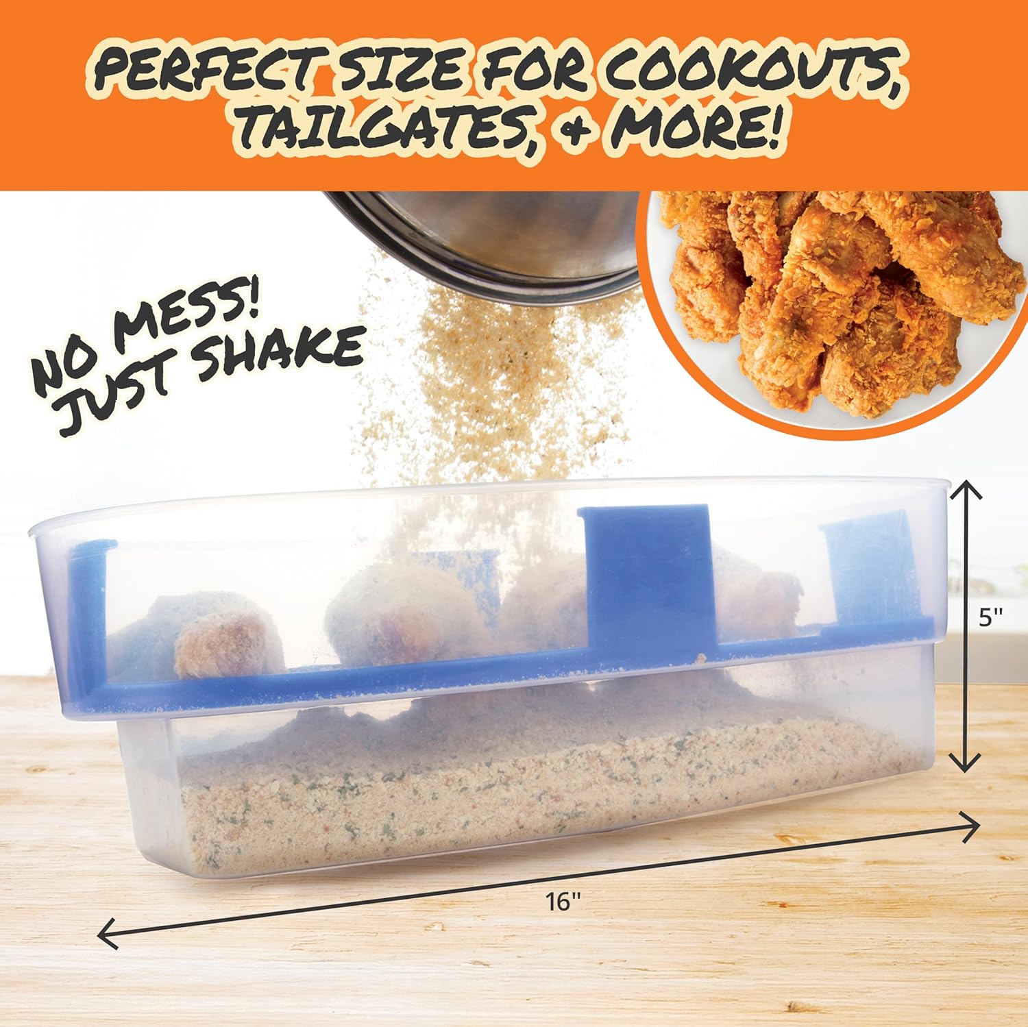 COOK'S CHOICE XL Original Better Breader Batter Bowl- All-in-One Mess Free Breading Station Tool- Great for Parties- Pour in Seasoning, Add Meat, Vegetables or for Fish Fry, & Just Shake- Made in USA