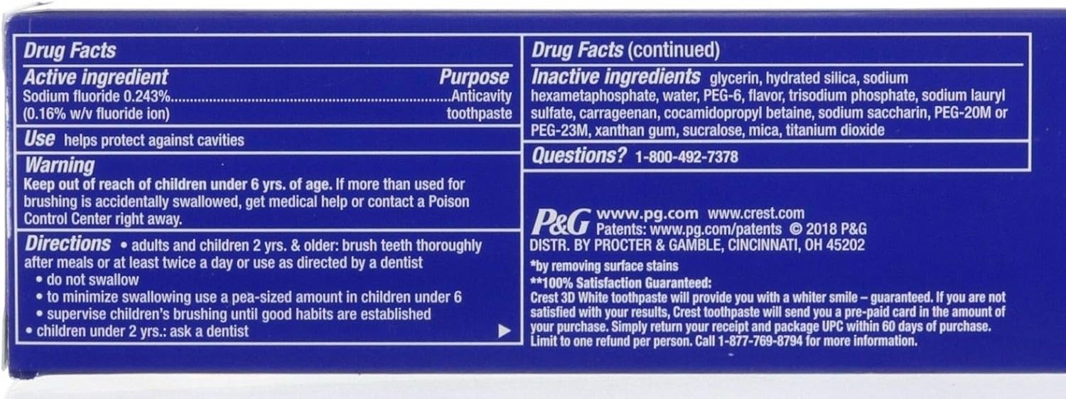 Crest 3D White Advanced Whitening Fluoride Toothpaste